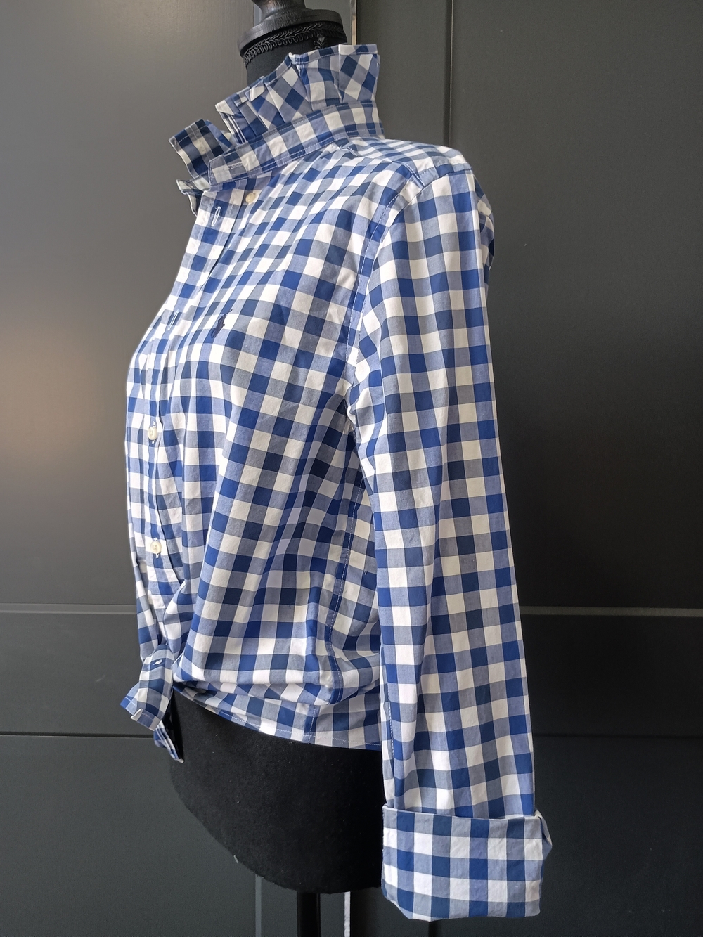 Upcycled Women's Ralph Lauren Ruffled Collar Shirt #122